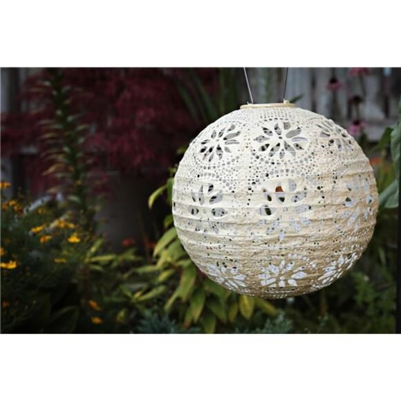 Home Garden 31598 Soji Stella Boho Globe 12-in. Tyvek Solar Lantern - Picture 6 of 8